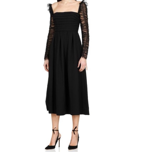 Self-Portrait Dresses & Skirts - 🖤NWT🖤 Self Portrait Crepe Dot Mesh Sleeve Midi Dress